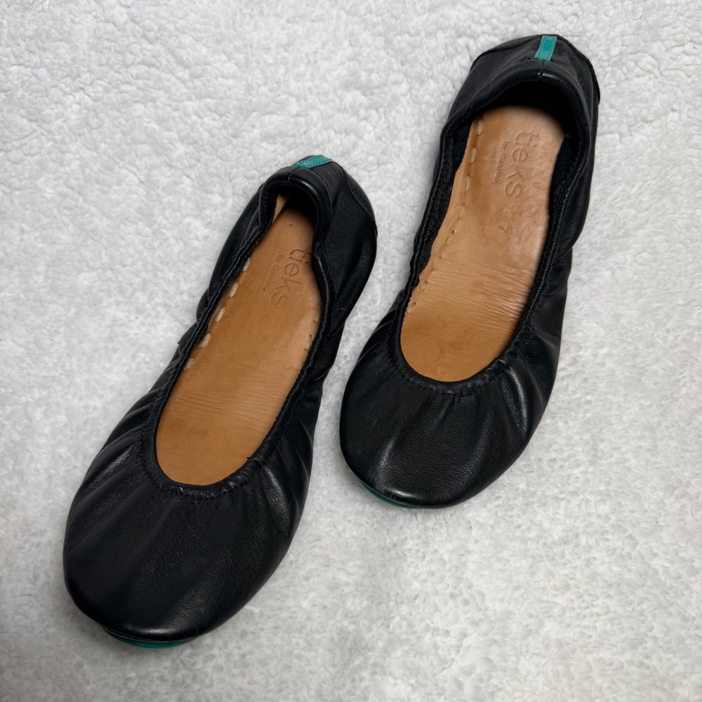 Tieks‎ by Gavrieli Matte Black Leather Ballet Flats Foldable Shoes Womens 7